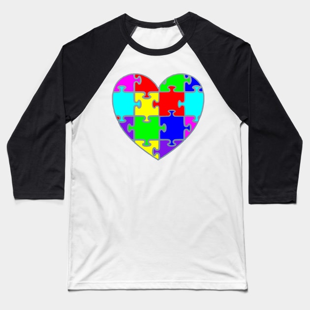 Puzzle Heart Baseball T-Shirt by Nuletto